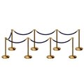 Montour Line Stanchion Post and Rope Kit Pol.Brass, 8 Flat Top 7 Dark Blue Rope C-Kit-8-PB-FL-7-PVR-DB-PB